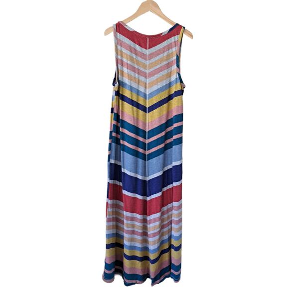Anthropologie Chevron Lounge Maxi Dress Size Medium Sleeveless Rainbow - Picture 10 of 10